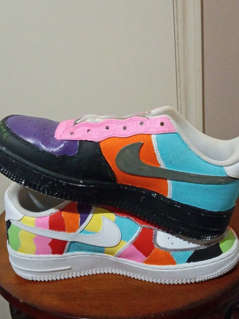 Nike Air Force 1 Low Custom Painted Multi Color 314192-117 Men's Size 6.5Y Kids - Picture 13 of 14
